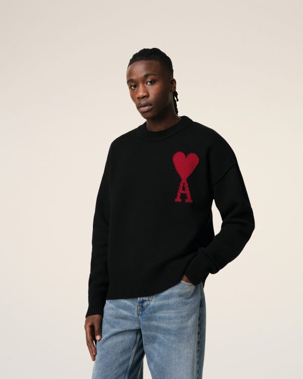 Pull Noir Ami de Coeur En Laine – Image 3