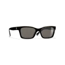 Channel Square Sunglasses – Noir et beige. Verres : marron