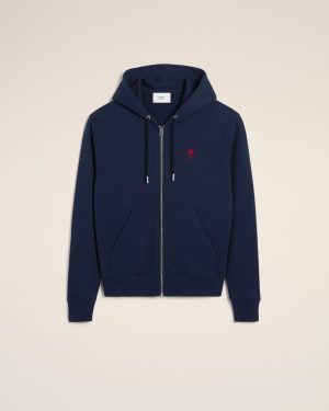 Hoodie Bleu Marine Zippé Ami de Coeur En Coton