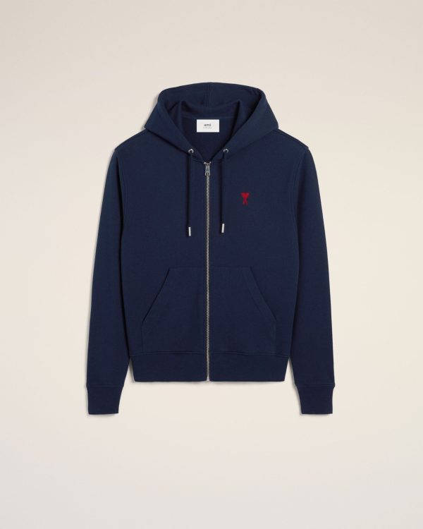 Hoodie Bleu Marine Zippé Ami de Coeur En Coton