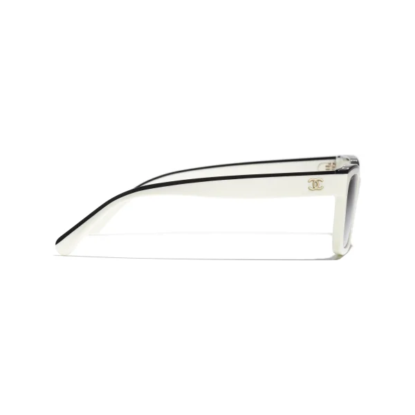 Channel Square Sunglasses – Noir et blanc. Verres : gris, dégradé – Image 3