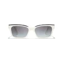 Channel Square Sunglasses – Noir et blanc. Verres : gris, dégradé