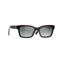 Channel Square Sunglasses – Noir et rouge. Verres : gris, polarisés, dégradés