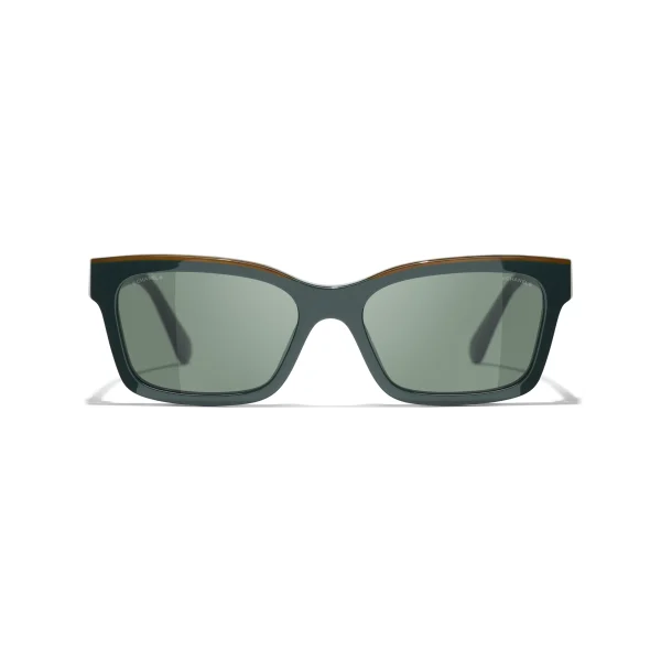 Channel Square Sunglasses – Kaki et vert. Verres : verts – Image 2