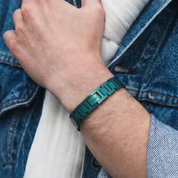 Bracelet Metropole « L » en Acier Vert – 2040420, Longueur ajustable de 13 cm à 19 cm Vert – Image 2