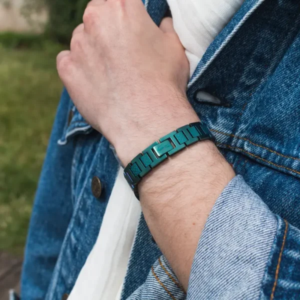 Bracelet Metropole « L » en Acier Vert – 2040420, Longueur ajustable de 13 cm à 19 cm Vert – Image 3