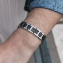 Bracelet Metropole « L » en Acier Noir & Gris – 2040418, Longueur ajustable de 13 cm à 19 cm Noir & gris
