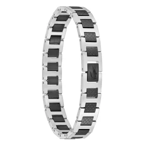 Bracelet Metropole « L » en Acier Noir & Gris – 2040418, Longueur ajustable de 13 cm à 19 cm Noir & gris