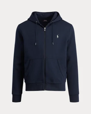 Sweat à capuche en maille double – Marine Aviateur
