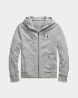 Sweat à capuche en maille double – Chiné sport clair