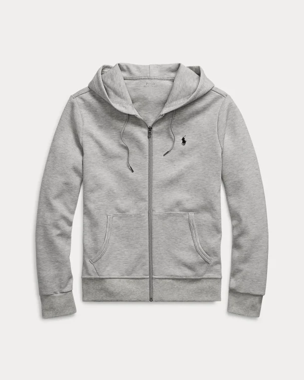 Sweat à capuche en maille double – Chiné sport clair