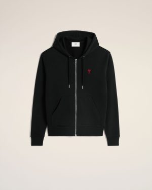 Hoodie Noir Zippé Ami de Coeur En Coton
