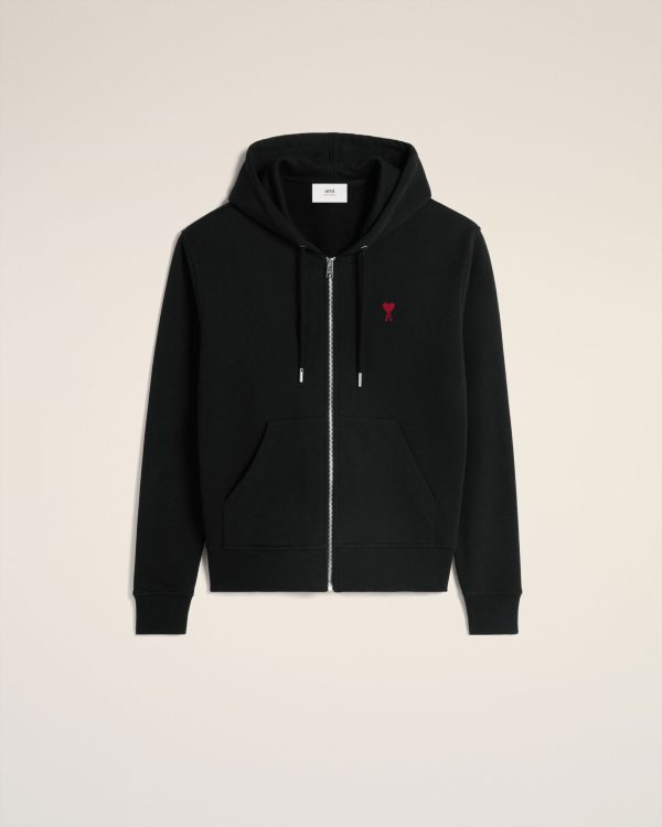 Hoodie Noir Zippé Ami de Coeur En Coton