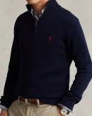 Pull demi-zippé en coton – Marine chasseur