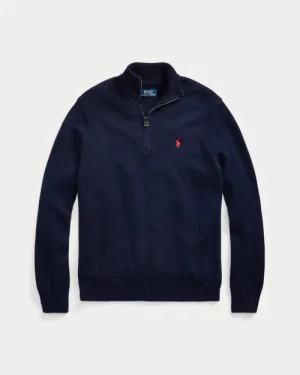 Pull demi-zippé en coton – Marine chasseur