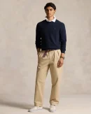 Pull à col rond en coton piqué – Marine chiné