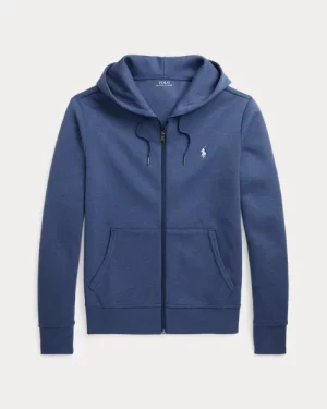 Sweat à capuche en maille double – Bleu Derby Chiné