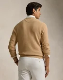 Pull à col rond en coton piqué – Mélange camel