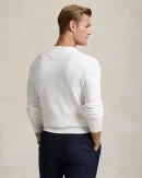 Pull à col rond en coton piqué – Blanc moussaillon