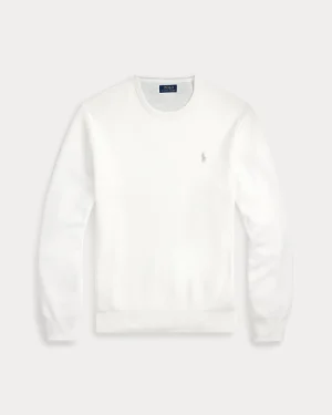 Pull à col rond en coton piqué – Blanc moussaillon