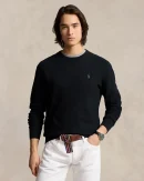 Pull à col rond en coton piqué – Noir Polo/Ton sur ton