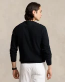 Pull à col rond en coton piqué – Noir Polo/Ton sur ton