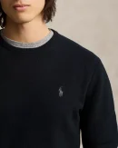 Pull à col rond en coton piqué – Noir Polo/Ton sur ton