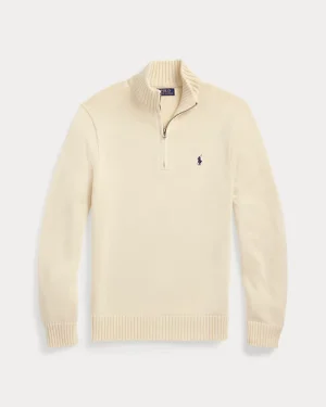 Pull demi-zippé en coton – Crème Andover