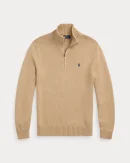 Pull demi-zippé en coton – Mélange camel