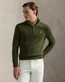 Pull demi-zippé en coton – Olive nouveau