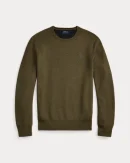 Pull à col rond en coton piqué – Olive cargo chiné