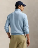 Pull quart de zip en maille double – Bleu Chiné Moderne