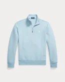 Pull quart de zip en maille double – Bleu Chiné Moderne