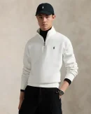 Pull quart de zip en maille double –  Blanc