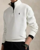 Pull quart de zip en maille double –  Blanc